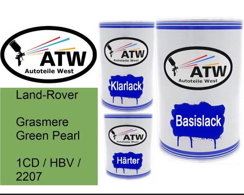 Land-Rover, Grasmere Green Pearl, 1CD / HBV / 2207: 500ml Lackdose + 500ml Klarlack + 250ml Härter - Set, von ATW Autoteile West.